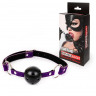 Черно-фиолетовый пластиковый кляп-шарик с отверстиями Ball Gag Черно-фиолетовый пластиковый кляп-шарик с отверстиями Ball Gag