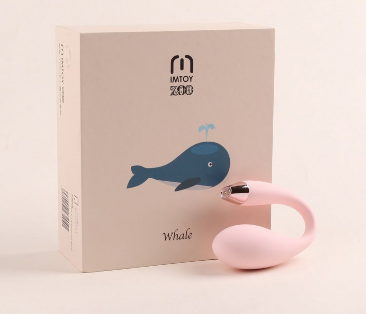 Силиконовый С-образный хай-тек вибромассажёр-кит Whale