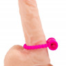 Розовое малоэластичное эрекционное кольцо с вибрацией