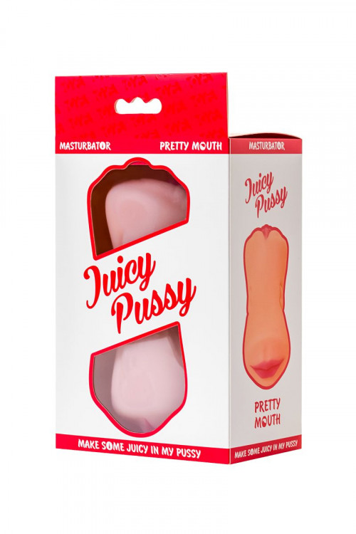Телесный двусторонний мастурбатор Pretty Mouth - ротик и вагина 