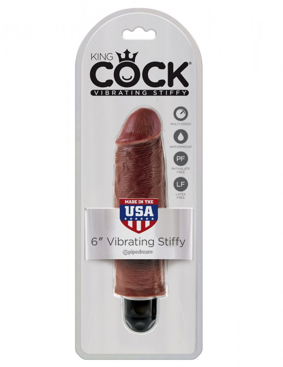 Коричневый вибратор-реалистик 6  Vibrating Stiffy - 17,8 см.