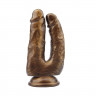 Золотистый анально-вагинальный фаллоимитатор Dick Cumming - 18 см. Золотистый анально-вагинальный фаллоимитатор Dick Cumming - 18 см.