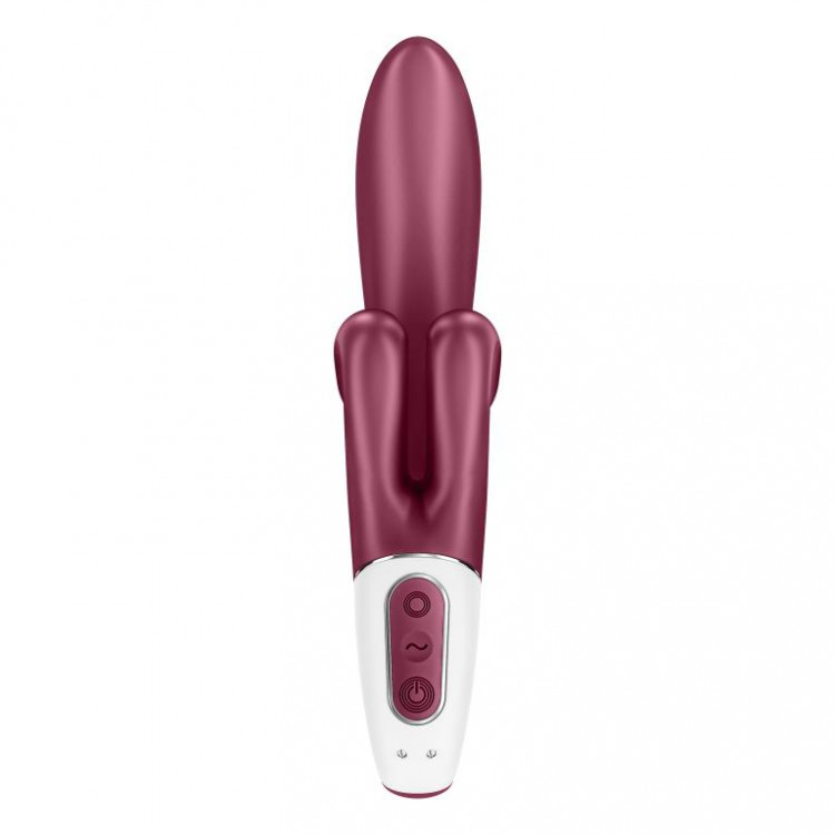 Бордовый вибратор-кролик Touch me - 21,2 см.