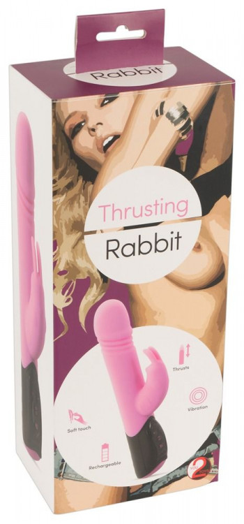 Розовый вибратор-кролик Thrusting Rabbit - 25 см.