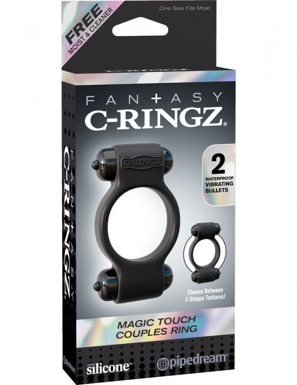 Эрекционное с двумя виброэлементами кольцо Magic Touch Couples Ring
