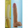 Крупный телесный фаллоимитатор Mad Banana с мошонкой - 23,5 см.