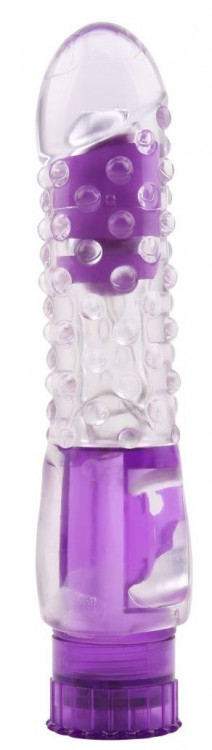 Фиолетовый вибратор Pleaser с шишечками - 16,2 см.