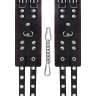 Черные кожаные наручники с двумя ремнями и подкладкой Черные кожаные наручники с двумя ремнями и подкладкой
