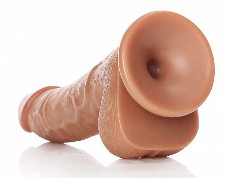 Телесный фаллоимитатор Curved Realistic Dildo Balls Suction Cup 6 - 15,5 см.
