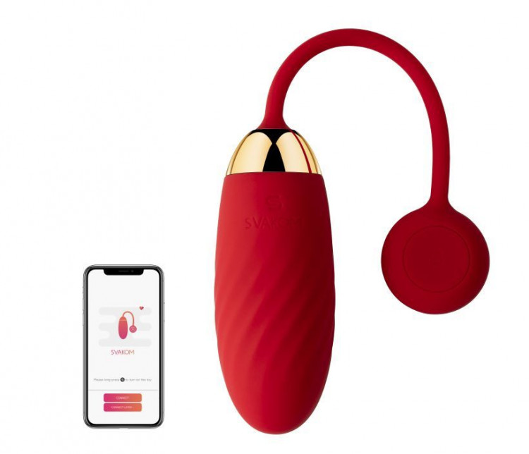 Красное виброяйцо Ella с управлением через смартфон 