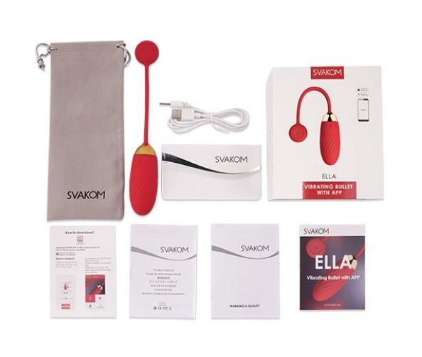 Красное виброяйцо Ella с управлением через смартфон 