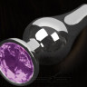 Серая анальная пробка с фиолетовым кристаллом - 12 см. 