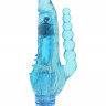 Голубой вибратор с анальным хвостом и шипами JELLY JOY CRYSTAL COX - 19 см.