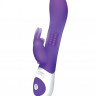 Фиолетовый вибромассажёр The Beaded Rabbit с бусинами - 22 см.
