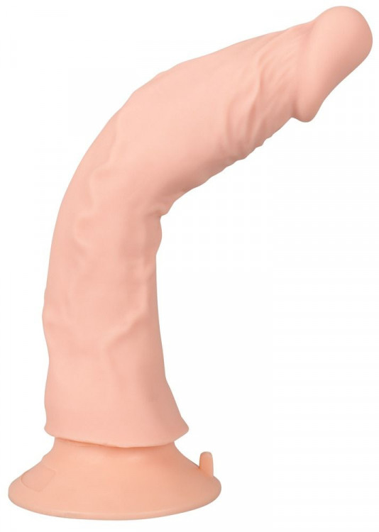 Телесный вибратор на присоске с пультом ДУ Bendable RC Vibrator - 21,5 см.