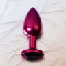 Красная анальная пробка с кристаллом черного цвета - 7,2 см.