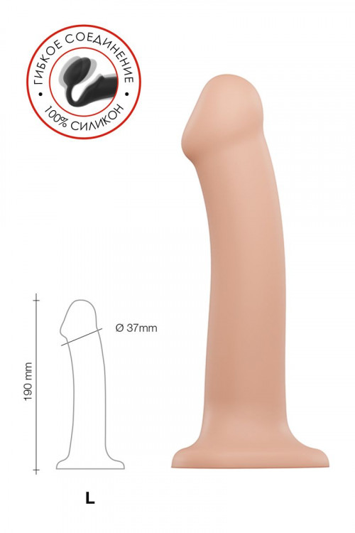 Телесный фаллос на присоске Silicone Bendable Dildo L - 19 см.