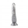 Серебристый анально-вагинальный фаллоимитатор Ivana Havesex - 19,5 см.