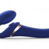 Синий безремневой страпон Multi Orgasm Size M с клиторальной стимуляцией