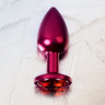 Красная анальная пробка с кристаллом красного цвета - 7,2 см.