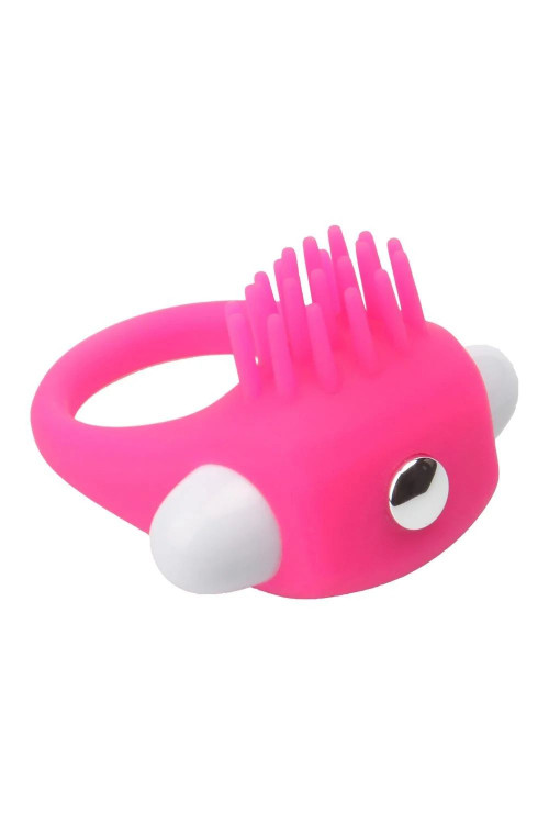 Розовое эрекционное кольцо с щеточкой LIT-UP SILICONE STIMU RING 5