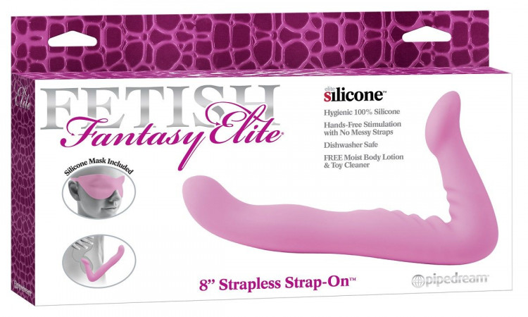 Розовый безременной фаллоимитатор-страпон 8  Strapless Strap-On - 20,3 см.