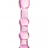 Розовый фаллоимитатор-ёлочка из прозрачного стекла - 17 см.