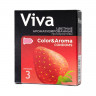 Цветные презервативы VIVA Color Aroma с ароматом клубники - 3 шт.