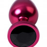 Красный анальный плаг с кристаллом черного цвета - 8,2 см.