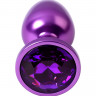 Фиолетовый анальный плаг с кристаллом фиолетового цвета - 7,2 см.