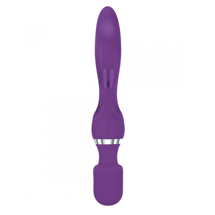 Фиолетовый двусторонний вибростимулятор G Motion Rabbit Wand - 25,4 см.