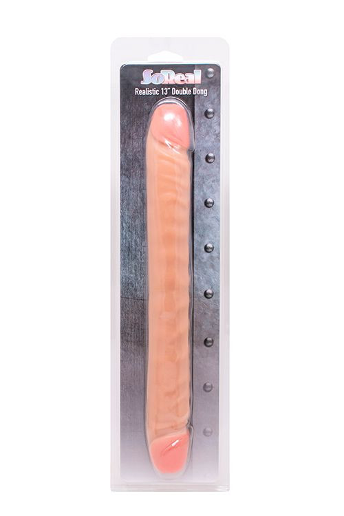 Телесный двусторонний фаллоимитатор SO REAL REALISTIC 13INCH DOUBLE DONG - 32 см.