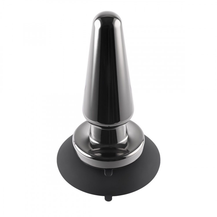 Черная анальная вибропробка Advanced Metal Plug - 13,8 см.