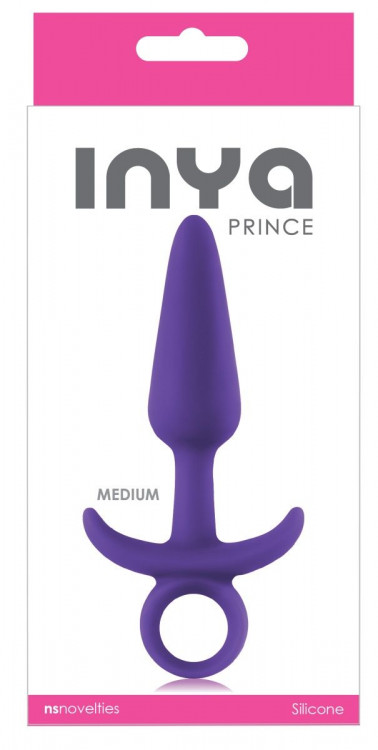 Фиолетовая анальная пробка с держателем INYA Prince Medium - 13 см.