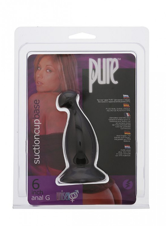 Чёрный массажёр простаты или точки G PURE ANAL G BUTT PLUG - 15 см.