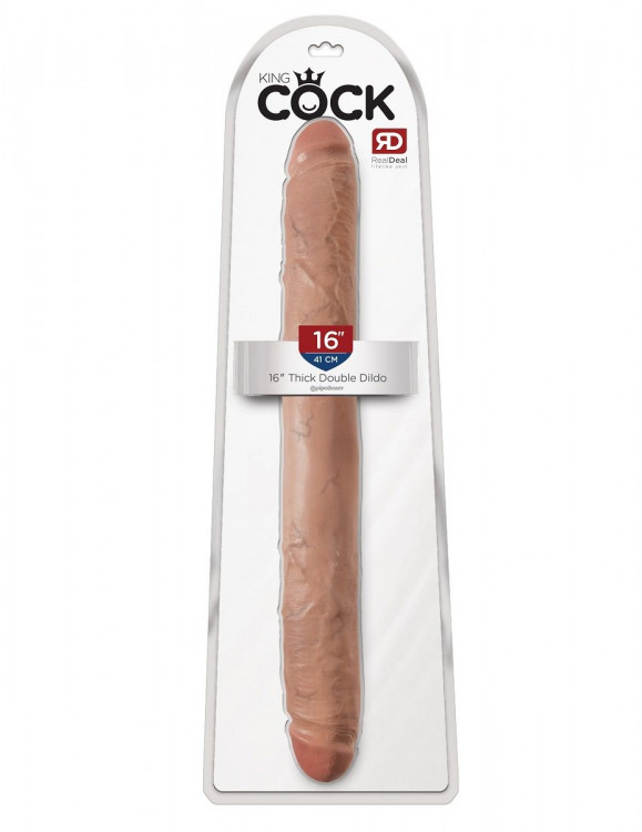 Кофейный двусторонний фаллоимитатор 16  Thick Double Dildo - 40,6 см.