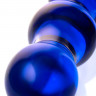 Синий стеклянный фаллоимитатор с наплывами - 21 см.