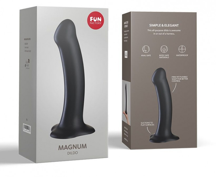Чёрный гладкий фаллоимитатор Magnum - 18,3 см.