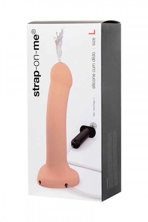 Телесный фаллос с имитацией эякуляции Silicon Cum Dildo L - 19,6 см.