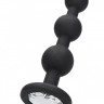 Черная анальная елочка с прозрачным стразом Beaded Diamond Butt Plug - 11,4 см.