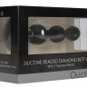 Черная анальная елочка с прозрачным стразом Beaded Diamond Butt Plug - 11,4 см.