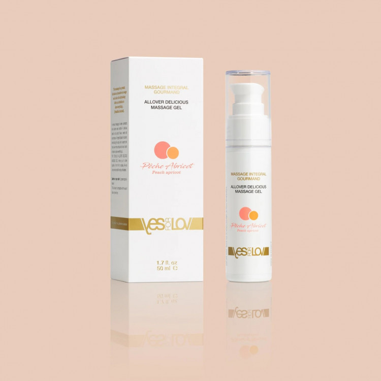 Универсальный массажный гель-смазка Allover Delicious Massage Gel с ароматом персика и абрикоса - 50 мл.