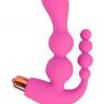 Розовый анально-вагинальный вибратор - 20 см.