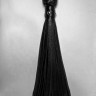 Черная генитальная кожаная плеть - 30 см.