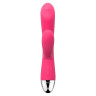 Сливово-розовый вибратор Trysta с клиторальным отростком и движущимся шариком в кончике - 18,6 см.