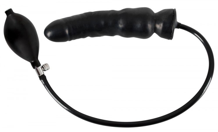 Чёрный надувной фаллоимитатор из латекса Inflatable Latex Dildo - 20 см.