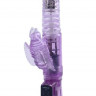Фиолетовый вибратор с ротацией, функцией Up Down и клиторальной бабочкой - 23,5 см.
