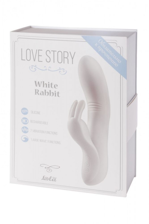 Белый вибратор Love story White Rabbit с клиторальным зайчиком - 21 см.