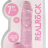 Розовый фаллоимитатор Realrock Crystal Clear 7 inch - 19 см.