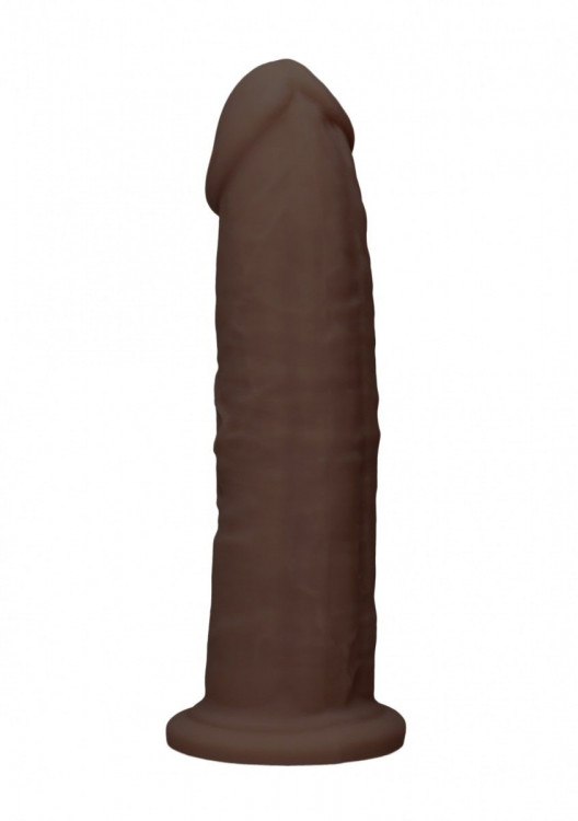 Коричневый фаллоимитатор без мошонки Silicone Dildo Without Balls - 22,8 см.